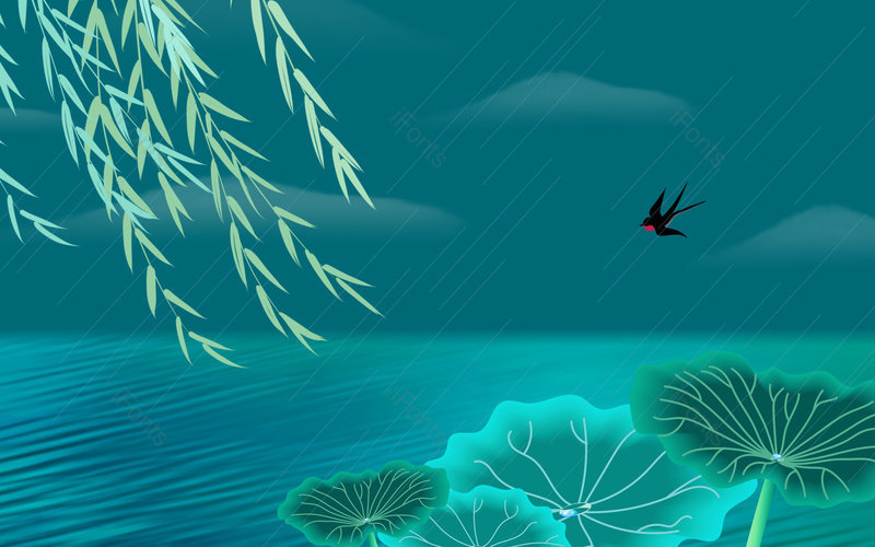 浮云装饰插画装饰落叶清明节高端背景,插画/手绘图,插画/手绘图库,插画/手绘图下载,插画/手绘